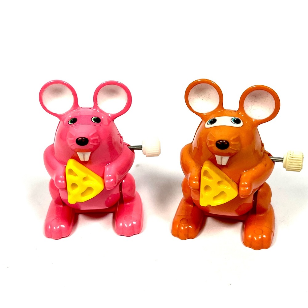 Plastic Mice Eating Cheese Wind Up Toy Lot 2 Pieces Parts Repair Only Vintage